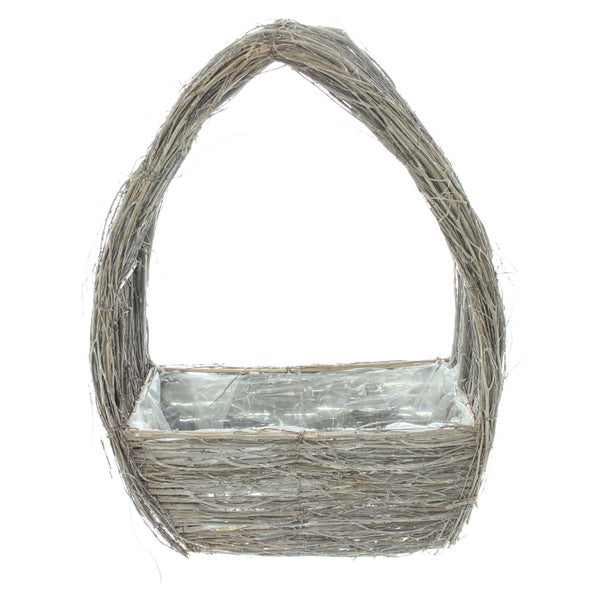 FRANK FLECHTWAREN|Pflanzer Osterei, 30 x 15 x 44 cm, ULME, METALL, FOLIE