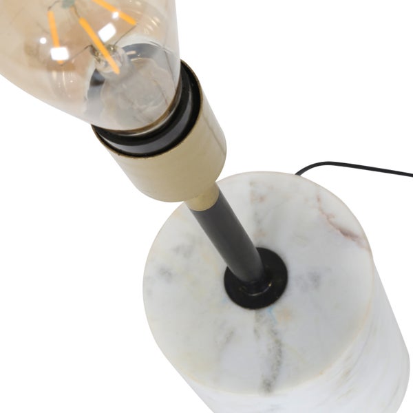 Tischlampe mit Marmor Sockel Weiß Gold | Wohnzimmer Esszimmer Leuchte