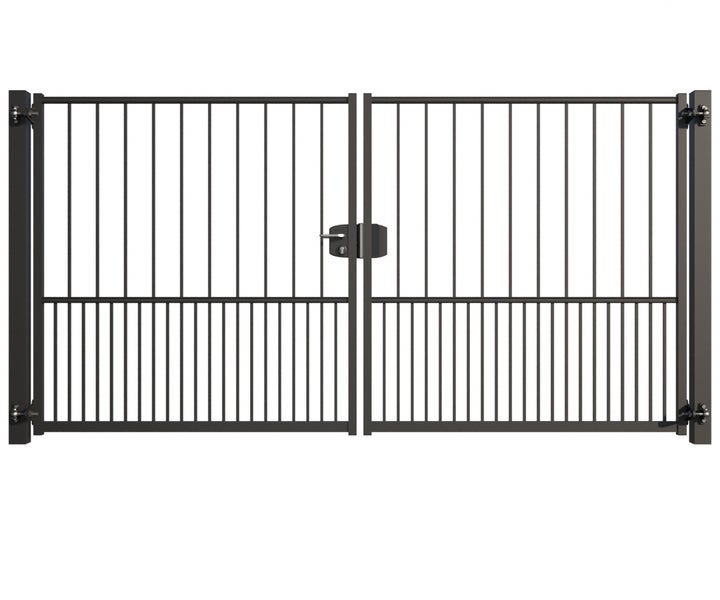 Doppeltor aus Metall mit Griff