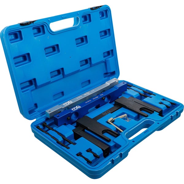 Nockenwellen Arretierwerkzeug im blauen Werkzeugkoffer