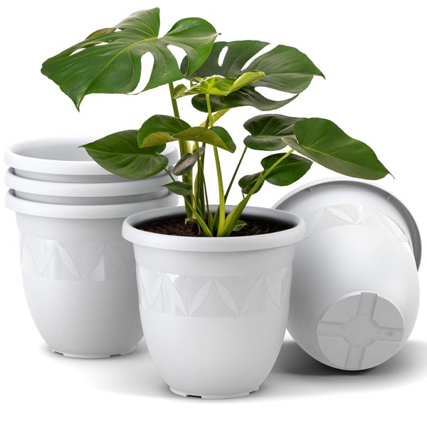 Plastard Übertopf 5er-Set Ø 24 x 20 cm – Weiß | Stilvolle Pflanzgefäße für Haus und Garten