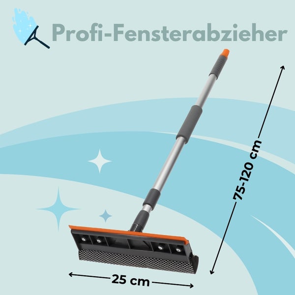 Profi Fensterabzieher mit Teleskopstiel, Länge 75 bis 120 cm, Breite 25 cm