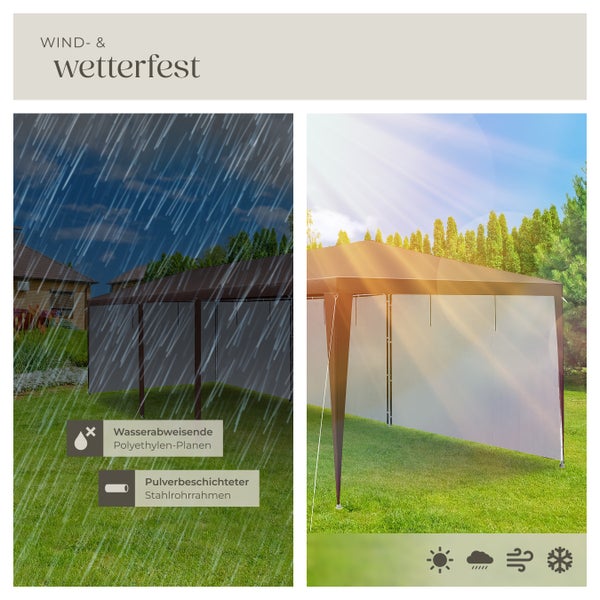 Pavillon tectake Almchalet wasserdicht in 2 Größen, im Steckystem braun