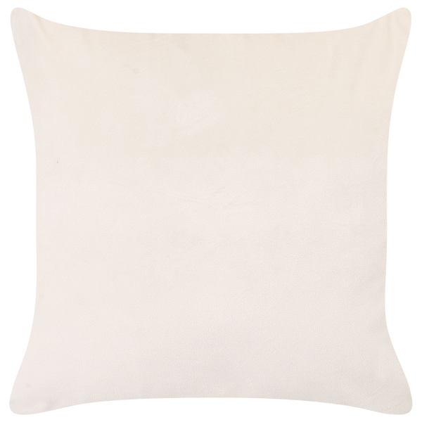 Quadratische Kissenhülle in Creme aus weichem Samtstoff.