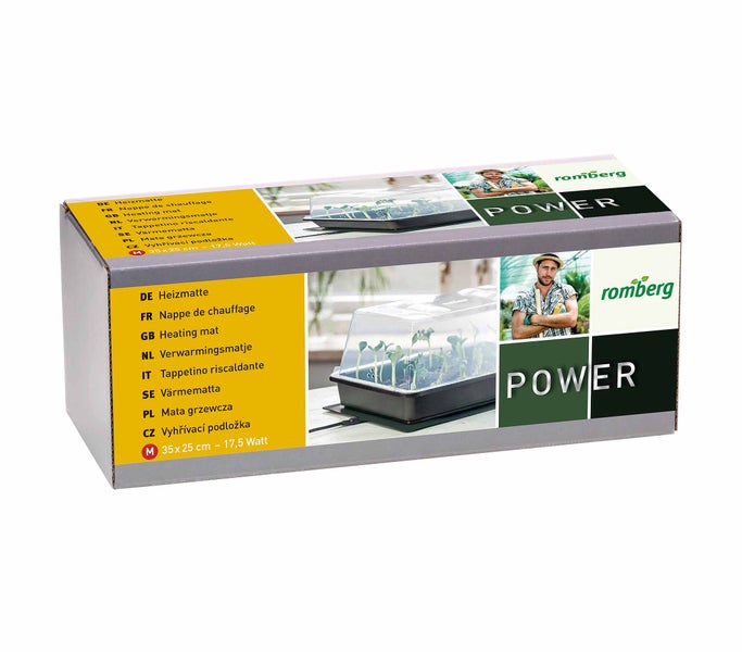 Romberg Heizmatte M – 35 x 25 cm, 17.5 Watt, Schutzisoliert, Perfekt für Zimmergewächshäuser und Terrarien, Gleichmäßige Temperatursteuerung