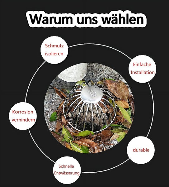 Edelstahl-Dachrinnenschutz in Kuppelform: Schmutzisolierung, einfache Installation, langlebig, schnelle Entwässerung und Korrosionsschutz.