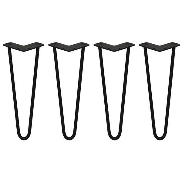 4 x 35.5cm Hairpin Tischbeine 2 Streben - 12mm - Schwarz