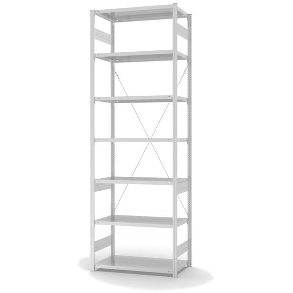 PROREGAL Lebensmittel Fachbodenregal Stecksystem T-Profil Grundregal HxBxT 300 x 100 x 50 cm 7 Ebenen Fachlast 140 kg Hygienische Beschichtung Weiß