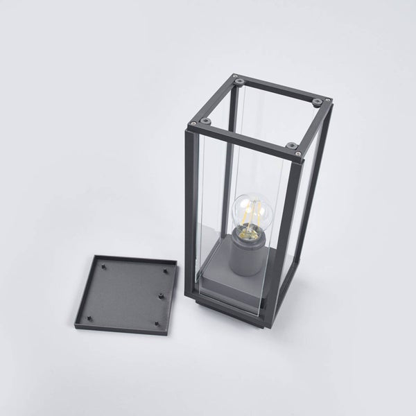 Lucande Außenleuchte Annalea (spritzwassergeschützt (Modern) in Schwarz aus Aluminium (1 flammig, E27) - Wegeleuchte Pollerleuchte Wegelampe Sockelleuchte