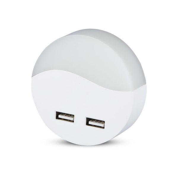 V-TAC VT-84-RD - Runde LED-Wandlichter - Nachtlichter - USB - Samsung - IP20 - Weiß - 0,4W - 10