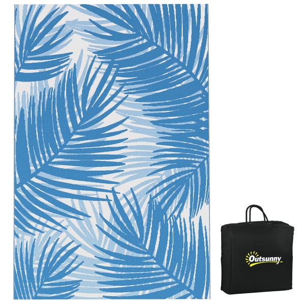 Outsunny Outdoorteppich, mit Tragetasche, für Camping, Terrasse, 182 x 274 cm, Kunststoff, Blau