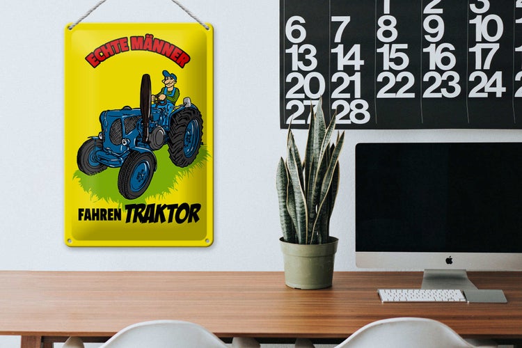 Blechschild Spruch 20x30cm echte Männer fahren Traktor