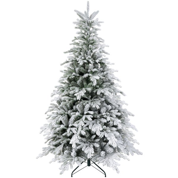 HOMCOM Künstlicher Weihnachtsbaum, 180 cm Christbaum mit 1321 Spitzen, Kunstschnee, klappbar Metallständer, für Weihnachten Deko, Grün