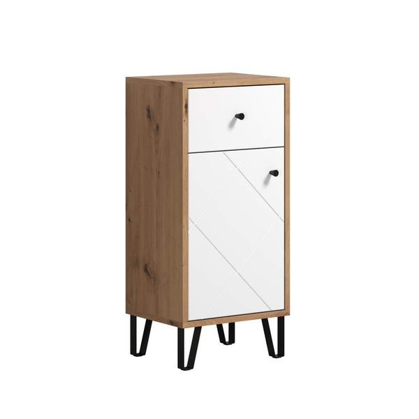 Touch Badschrank weiß matt, Eiche dekor. 36 X 29 X 79 cm