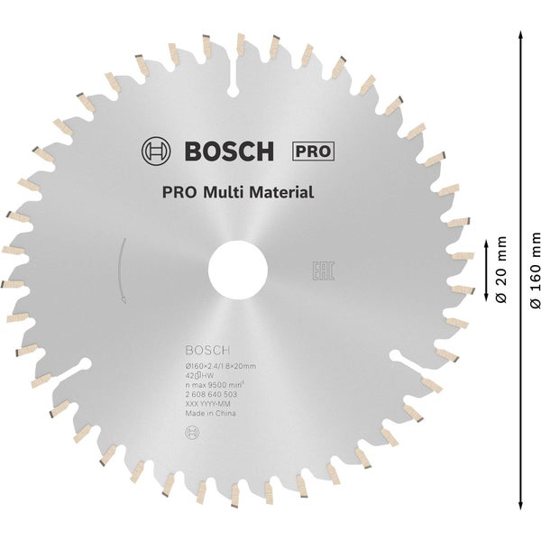 Bosch PRO Multi Material Kreissägeblatt 160 x 2,4 x 20 mm - 2608640503