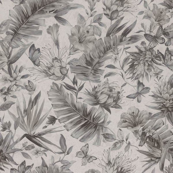 Zambaiti Tapete Dschungelmuster Schwarz - 106 cm x 10 m - 661953