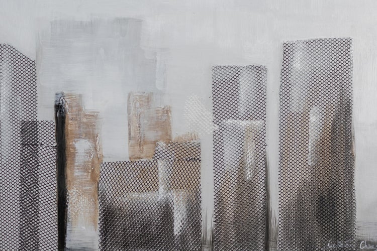 Handgemaltes Gemälde Acrylfarbe 120x40cm Grau