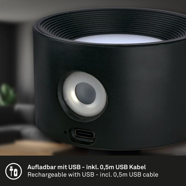 Briloner 2er Set Tari Wandleuchten ohne Stromanschluss, Dimmbar, Touch, Schwenkbar, Magnetisch abnehmbar, Schwarz, 8,7 x 7,5 x 4,8 cm