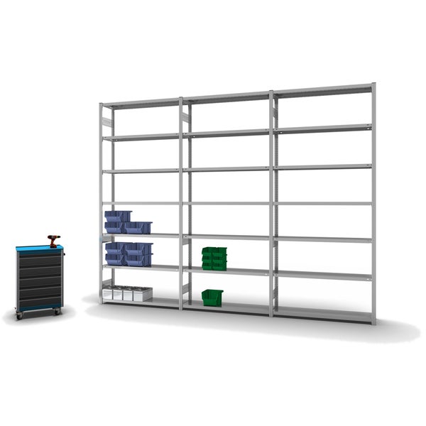 PROREGAL Fachbodenregal Stecksystem T-Profil Light-Duty Grundregal HxBxT 300 x 130 x 30 cm 7 Ebenen Fachlast 175 kg Beidseitig Nutzbar Verzinkt