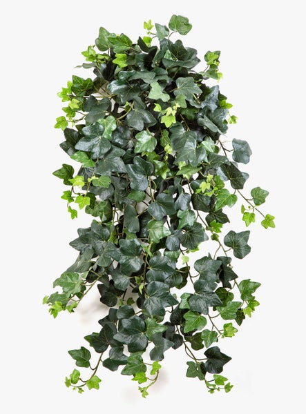 Künstliche Pflanze Philodendron Selloum mit großen, tief gelappten grünen Blättern und strukturiertem Stamm in einem schwarzen Topf.