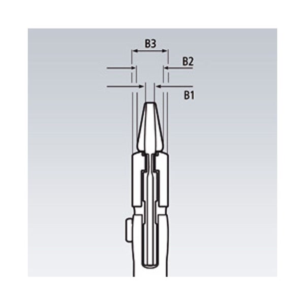 Technische Zeichnung einer Zange mit Bemaßung