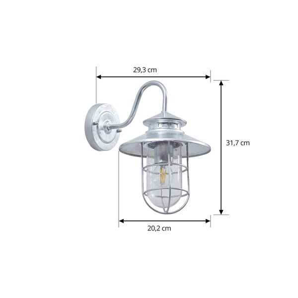 Lindby Wandleuchte außen (Laterne) Naleta (spritzwassergeschützt (Vintage, Industriell) in Alu aus Metall (1 flammig E27) - Außenwandleuchten Wandlampe Led Außenlampe Outdoor für