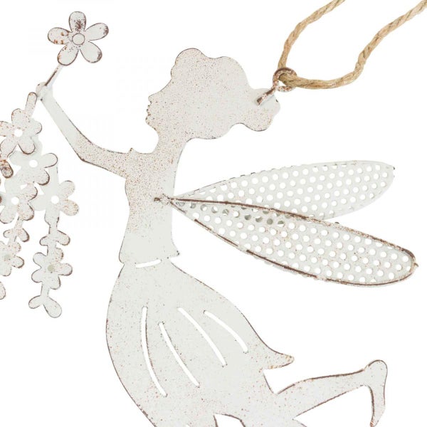 Dekorative Metallfee zum Aufhängen mit Blumen