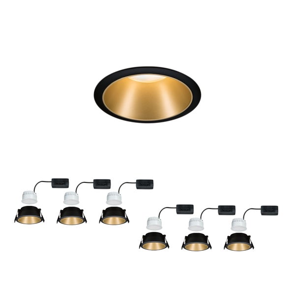 LED Einbauleuchte 3-Step-Dim Cole Coin 6er-Set IP44 rund 88mm Coin 6x6W 6x470lm 230V dimmbar 2700K Schwarz, Gold matt