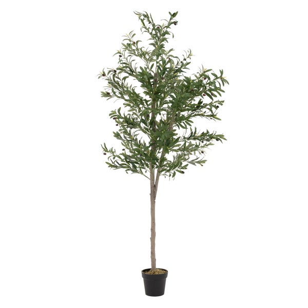 ML-Design Künstlicher Olivenbaum 210 cm, Künstliche Pflanzen groß, Kunstpflanze mit Naturholzstamm und Früchten, Fake Plastikpflanzen im Topf für Indoor Outdoor, Kunstbaum wie echt für Wohnzimmer Büro