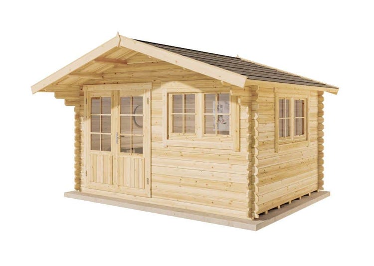 Gartenhaus Gabriel-34 mit Fußboden aus Holz, Gerätehaus 400x300, 10,07 m², 34 mm Wandstärke - Naturbelassen