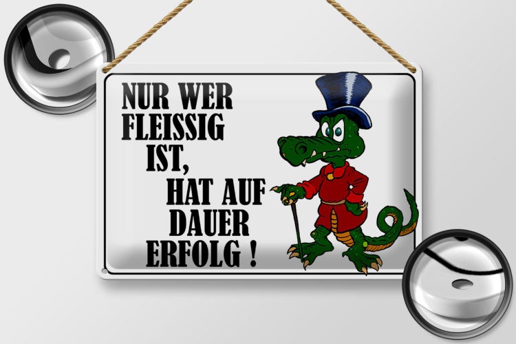 Blechschild Spruch 30x20cm Nur wer fleissig ist hat Erfolg