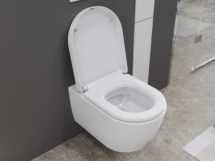 Wandhängendes WC mit offenem Spülrand und WC-Sitz