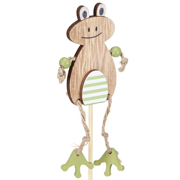 Dekofigur Frosch aus Holz auf Stab