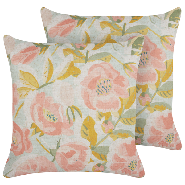 Dekokissen 2er Set ZAHRIYE 45 x 45 cm Rosa Blumenmuster