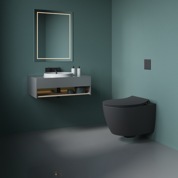 Isvea WC Toilet Badezimmer Wand-WC Anthrazit mit Softclose-Sitz