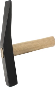 Schieferhammer mit Holzstiel und schwarzem Metallkopf