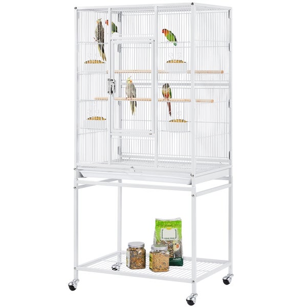 Yaheetech Vogelkäfig mit Rollen , Weiß