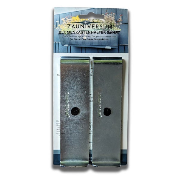 Zauniversum Smart Blumenkastenhalter Set zur einfachen Montage an Doppelstabmattenzäunen für bis zu 12 cm breite Blumenkästen