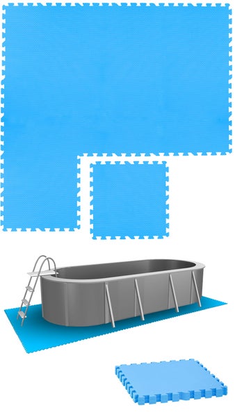 eyepower 8 Große Matten: 1,9m² Poolunterlage 50x50 Antirutschmatte Boden Poolmatte - Pool Unterlage Outdoor Matte Poolunterlage Matten - Platten für Pool Schutzmatte unter Pool Bodenmatte Pool Outdoor