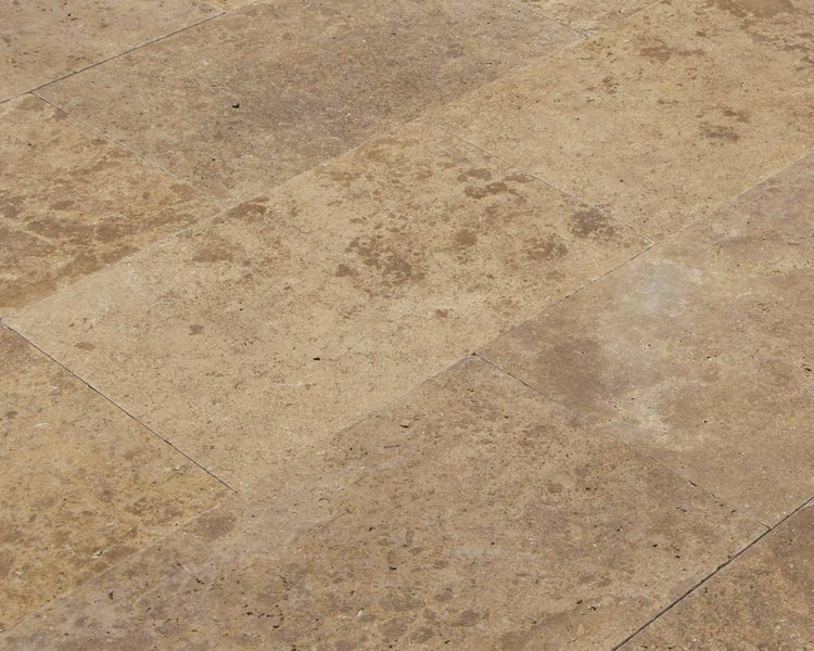Wohnrausch Travertin Terrassenplatten BROWN 61 x 40,6 x 3 cm, getrommelt, braun