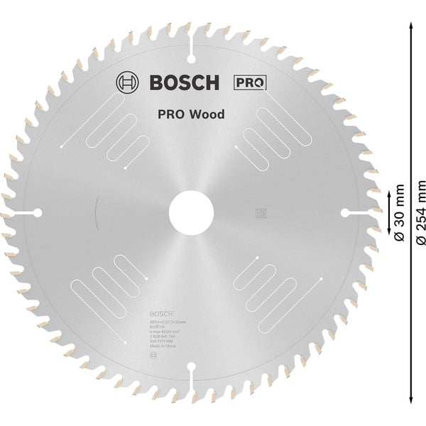 Bosch Kreissägeblatt Pro Wood mit 254 mm Durchmesser