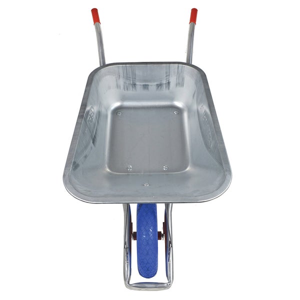 Bauschubkarre BPA KITSPLZ2 mit verzinkter Mulde & pannensicherem PU-Rad – 100 L, kugelgelagert, Vollgummi