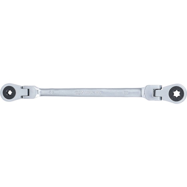 BGS Doppel-Ratschen-Ringschlüssel abwinkelbar mit E-Profil Ringköpfen SW E6 x E8 - 71028-6X8