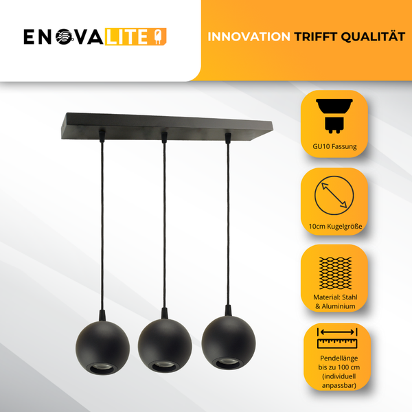EnovaLite Pendelleuchte mit drei Kugeln