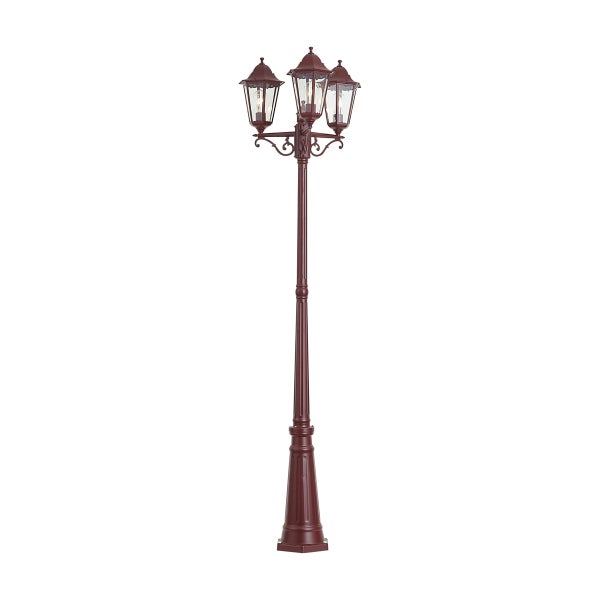 Dreiflammige Wegeleuchte als Kandelaber im nostalgischen Design zur Außenbeleuchtung.