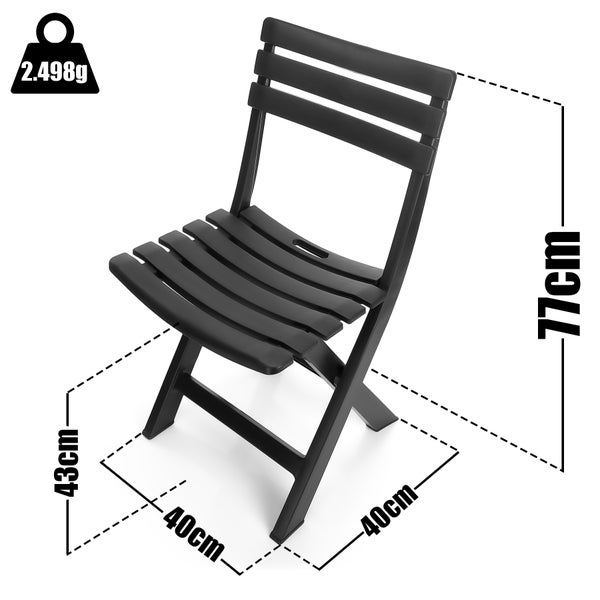 BigDean Gartenstuhl klappbar aus wetterfestem & robustem Kunststoff in Anthrazit – Klappstuhl ideal für Garten und Balkon – Balkonstuhl Made in Italy