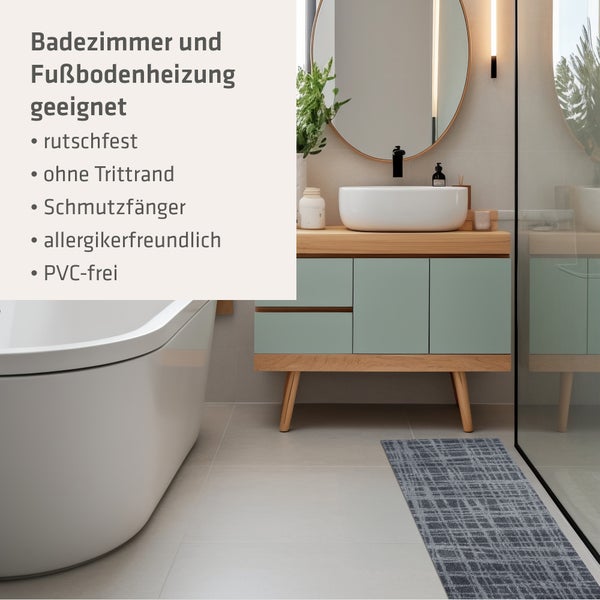 Akzente Feel Badematte mit Motiv in Grau Fußmatte 35 x 100 cm, rutschfest, saugfähig