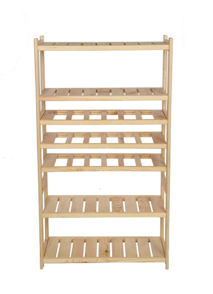 PROREGAL Weinregal SPREEWALD HxBxT 124x70x33cm 18 Flaschen auf 3 Ebenen + 4 Ablagen Massives Kiefernholz Natur