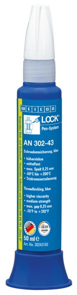 WEICONLOCK® AN 302-43 Schraubensicherung | mittelfest, höherviskos, mit Trinkwasserzulassung | 50 ml | blau