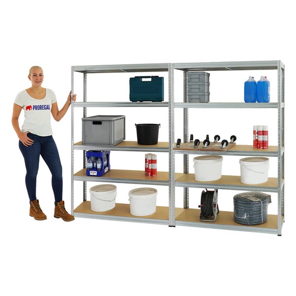 PROREGAL Mega Deal 2x Schwerlastregal Big Elephant S HxBxT 180 x 120 x 45 cm Fachlast 250 kg Verzinkt